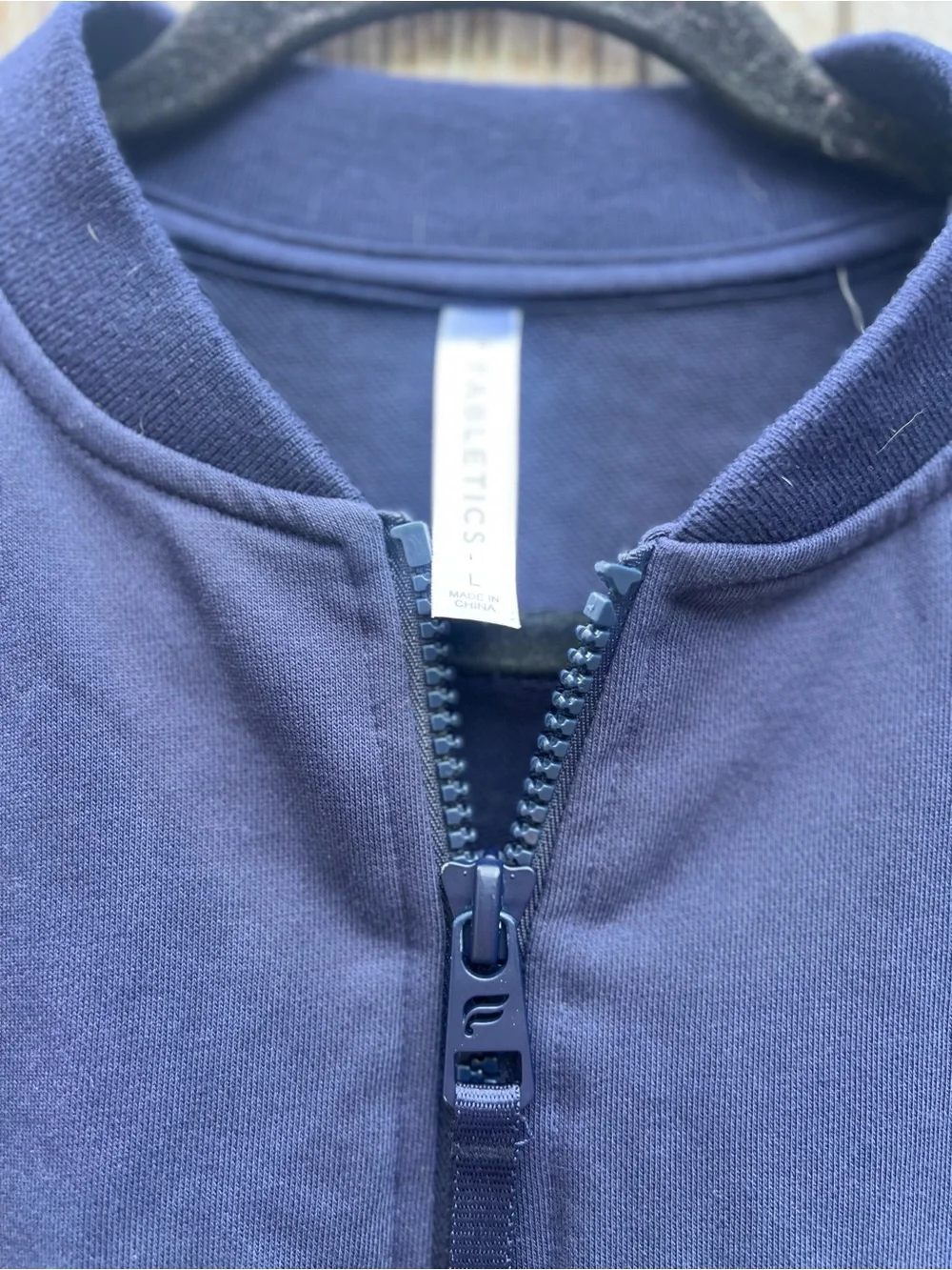 FABLETICS Navy Blue and White Full Zip Sweatshirt Women’s Large